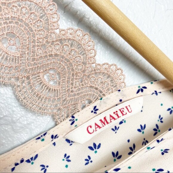 Camaieu floral Print Blush pink Blouse sleeveless - Picture 3 of 5